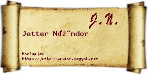 Jetter Nándor névjegykártya